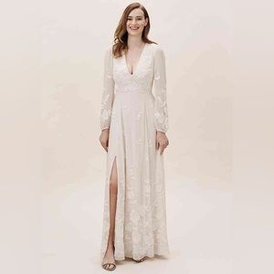 Bhldn Nassau Gown Wedding Dress Bridal Size 16 Long Sleeve